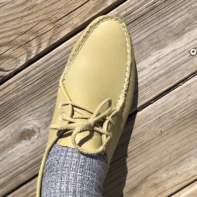 Vintage 70s SPERRY Top Sider Leather Oxford Olive Sneakers  display picture 2
