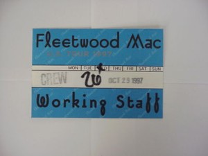 1997 FLEETWOOD MAC-BLUE WORKING STAFF-UNUSED BACKSTAGE PASS