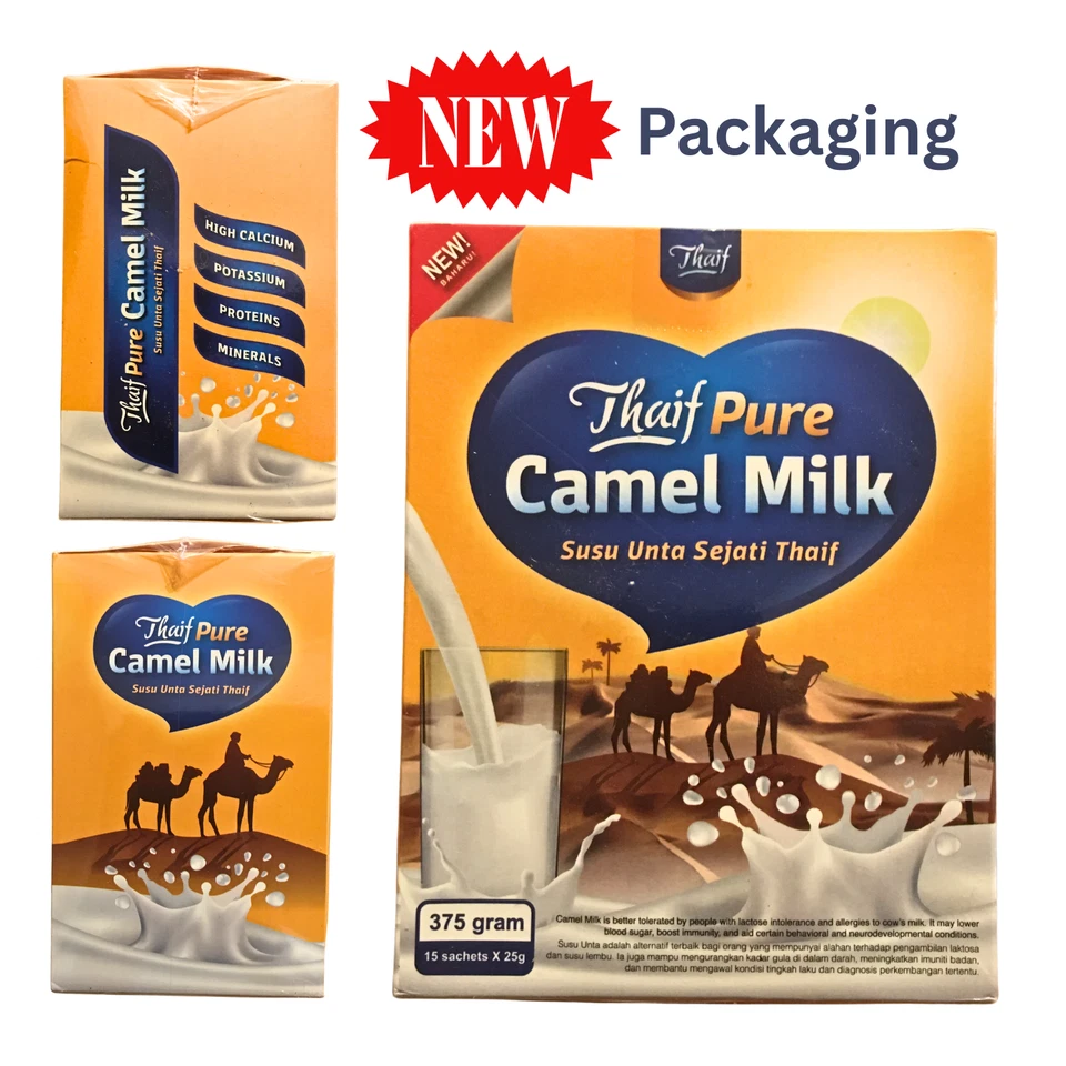 2 Boxes Thaif Camel Milk Powder 100% Halal Pure No Sugar High Calcium 15x25gx2 - Image 3 of 4