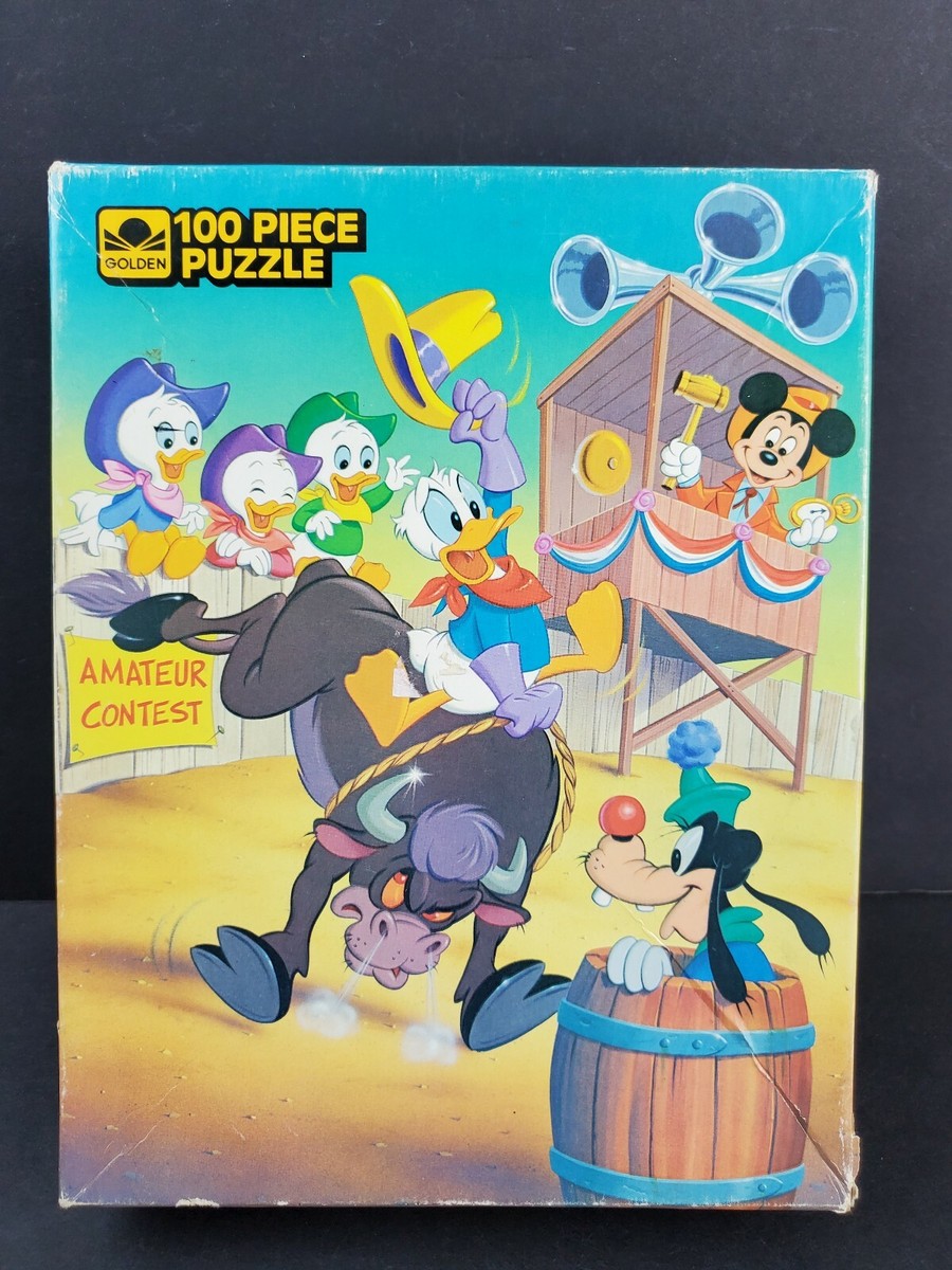 Vintage Disney Golden 100 Pcs Puzzle Mickey Donald Goofy Friends