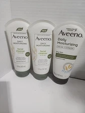 Lot Of 3 Aveeno Daily Moisturizing Facial Cleanser for Dry Skin W/ Oat 5 fl oz