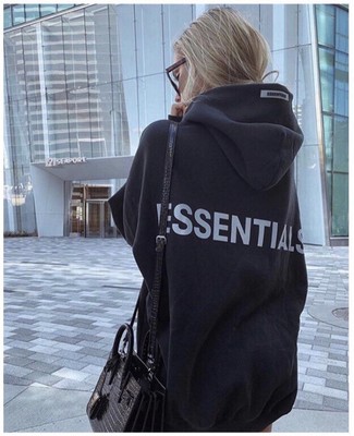 essentials hoodie black