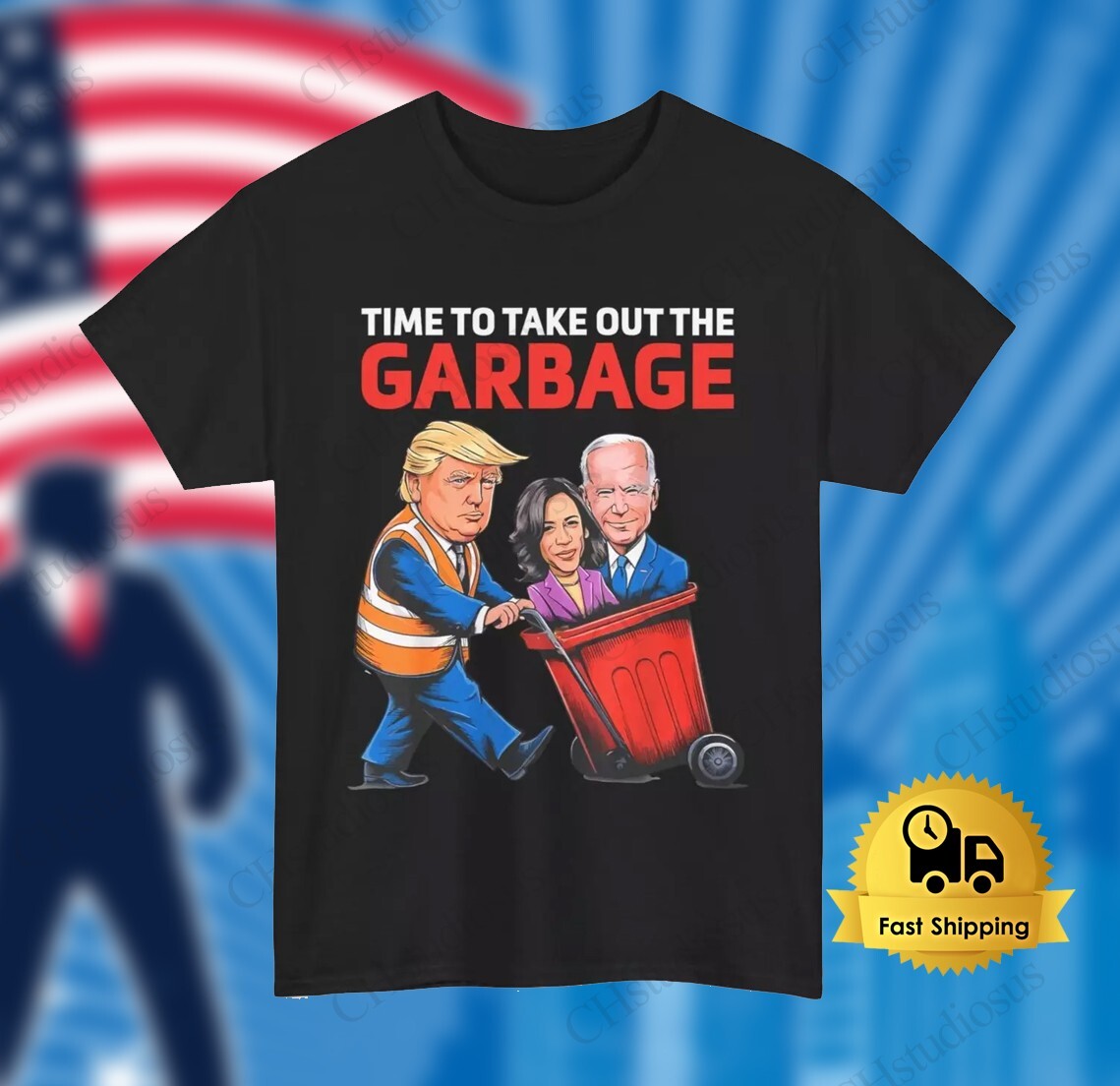 ALTRA Maglietta politica Time to take out Garbage Trump 2024 maglietta divertente sostenitore Trump