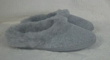 Ladies Scuffs Slippers Charter Club Small 5/6 Heather Gray Faux Fur Trim WARM
