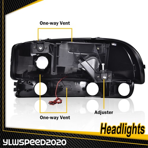 Headlamp For 1999-2007 GMC Sierra 1500 00-06 Yukon Headlights+Bumper Lamps Pair - Picture 4 of 12