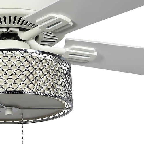 River of Goods Ceiling Fan W/ Light 52-in Zoe Dimmable LED Indoor Chrome White - Picture 5 of 7
