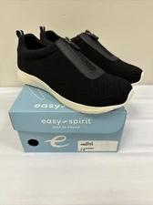 Easy Spirit Laine 2 Mesh Front Zip Slip On Sneakers, Black, Womens 6 M