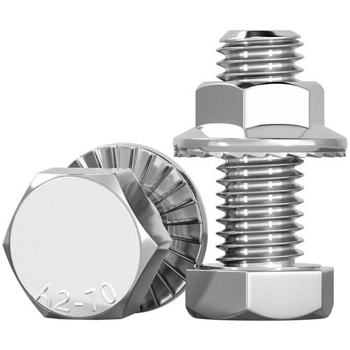 304 Stainless Hex Flange Bolts With Free Serrated Flanged Nuts M10 M14 M16 M20 - Picture 8 of 138
