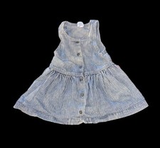 Vintage 2T OshKosh B'gosh Blue Stripped Denim Jumper Dress MADE In The USA EUC