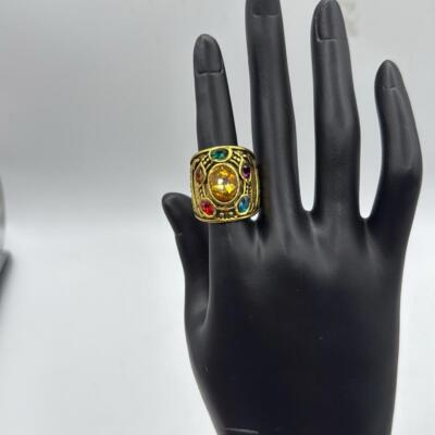 Thanos Ring Infinite Power Gauntlet Ring Jewelry Marvel Collectible Gold Tone 6