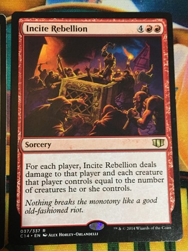 C5334 MAGIC MTG COMMANDER 2014 BENEVOLENT OFFERING INCITE REBELLION MP RARE - Picture 10 of 22