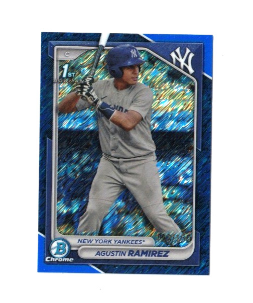 AGUSTIN RAMIREZ 2024 BOWMAN CHROME 1ST BLUE SHIMMER REFRACTOR #/150 MARLINS