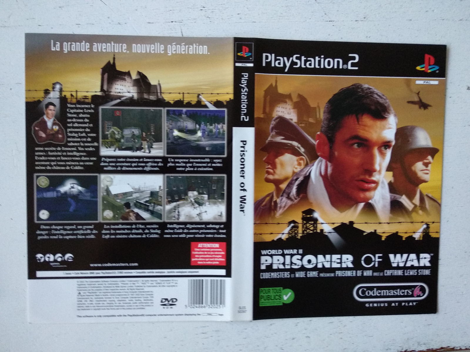 Jaquette/Front-Back cover Prisoner of war Sony Playstation PS2 FR