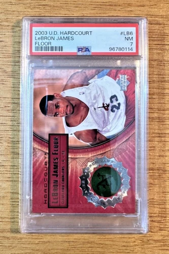 2003 U.D. Hardcourt LeBron James #LB6 Rookie Floor Card PSA 7 NM White Jersey RC