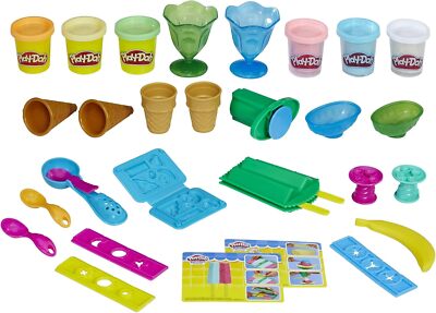 Play-Doh Kitchen Creations Ice Cream Party Set with 22 Tools & 6 Brown/A 