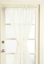 Lorraine Home Fashions Reverie Snow Voile Tailored Door Panels 60"x72"- Eggshell