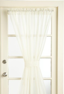 Lorraine Home Fashions Reverie Snow Voile Tailored Door Panels 60''x72''- Eggshell