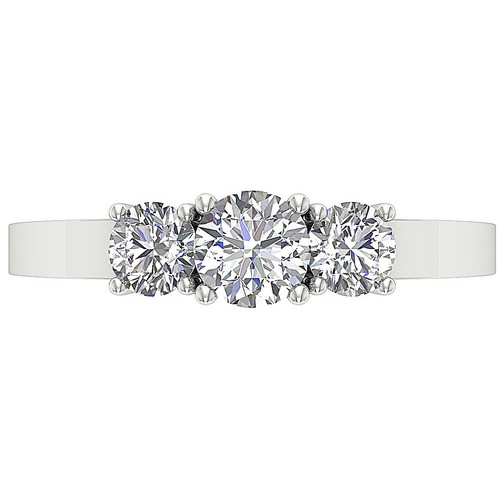 3 Stone Anniversary Wedding Ring I1 G 0.90Carat Round Cut Diamond 14K White Gold - Picture 5 of 7