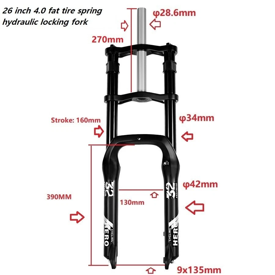 20 26*4.0" Fat Tire Spring Fork Mountain Double Shoulder 135Mm MTB Bike Electric - Image 3 of 4