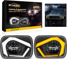 LED Headlights 7x6 5x7 Hi/Low Beam DOT DRL Sequential Turn for XJ YJ D21 GMC