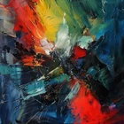 Abstract Expressionism Oil Paint Luxury Canvas Wall Art Picture Print Colourful
