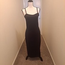 Vintage Castro Black Midi Spaghetti Strap Dress - Size 10