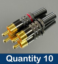 AudioPro 10 x RCA Phono Male Audio Plugs AV Stereo Red Black Solder Connectors