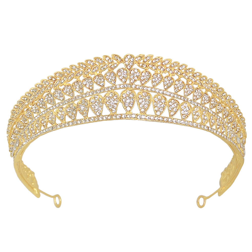 Lovelyshop Prinzessin Hochzeitskrone Roségold - Kristallherz Krone 39cm