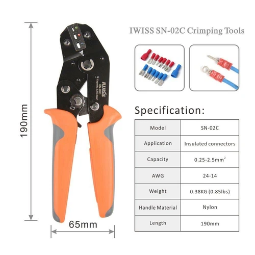 IWISS SN-02C Pre-insulated Terminal Crimping Pliers U type Y terminal Crimper