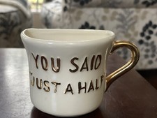 Vintage Novelty “Just a Half” Coffee Cup 24K Gold Made in the USA *RARE FIND*
