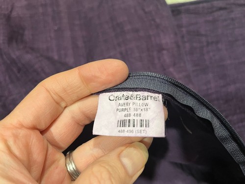 Crate and Barrel Avery Purple Pillow Cover And Insert Duck Feather Set Of 4 - Picture 16 of 19