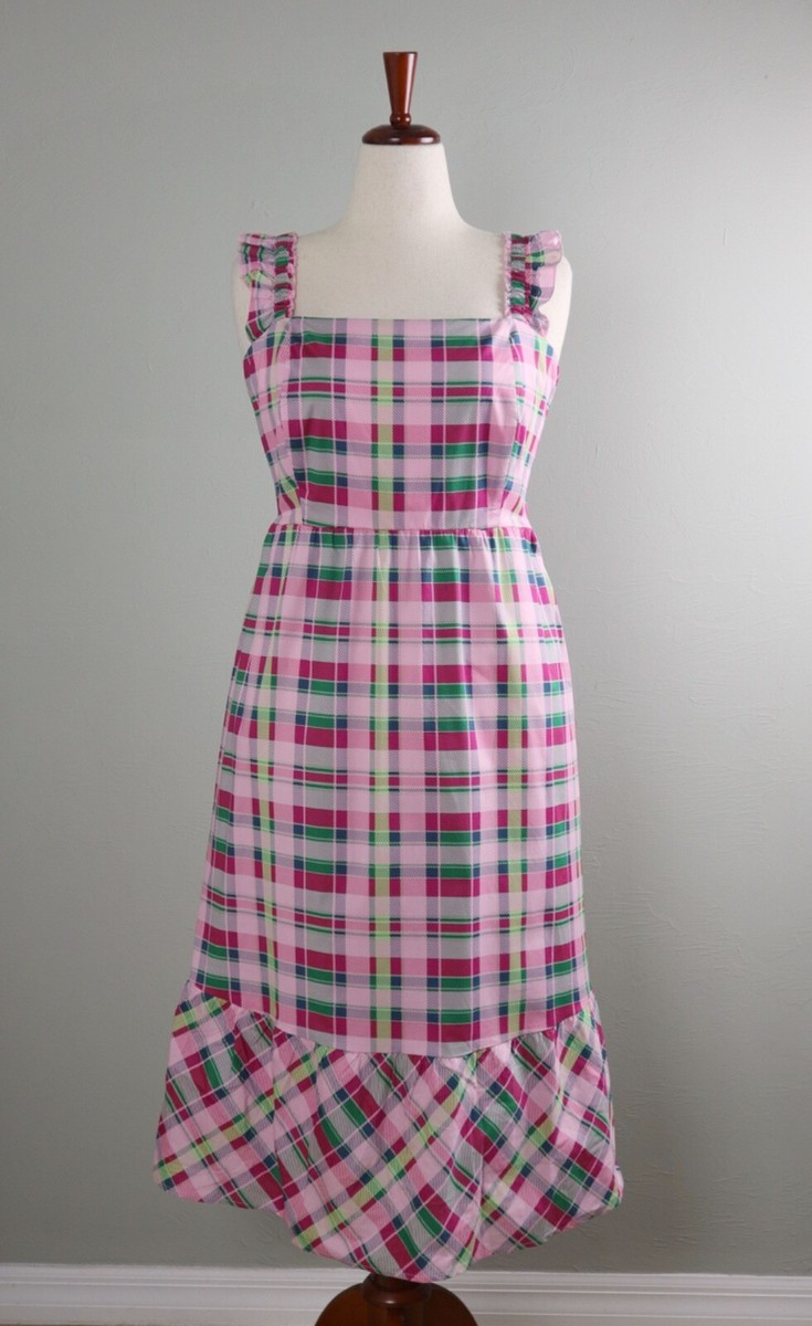 Torrid Mini Poplin Tiered Ruffle Strap Dress Plaid Pink Green Plus