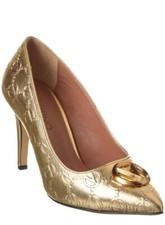 VALENTINO BY MARIO VALENTINO Clara Logo Embossed Bit Pumps. GOLD  Size 8