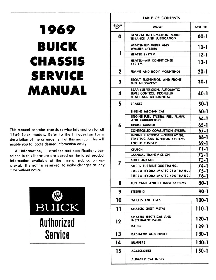 Buick 1969 chasis manual de servicio - todas las series Foto 3 de 4