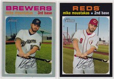 Mike Moustakas Brewers 2020 Topps Heritage Silver Refractor 293/571 #24 Base LOT