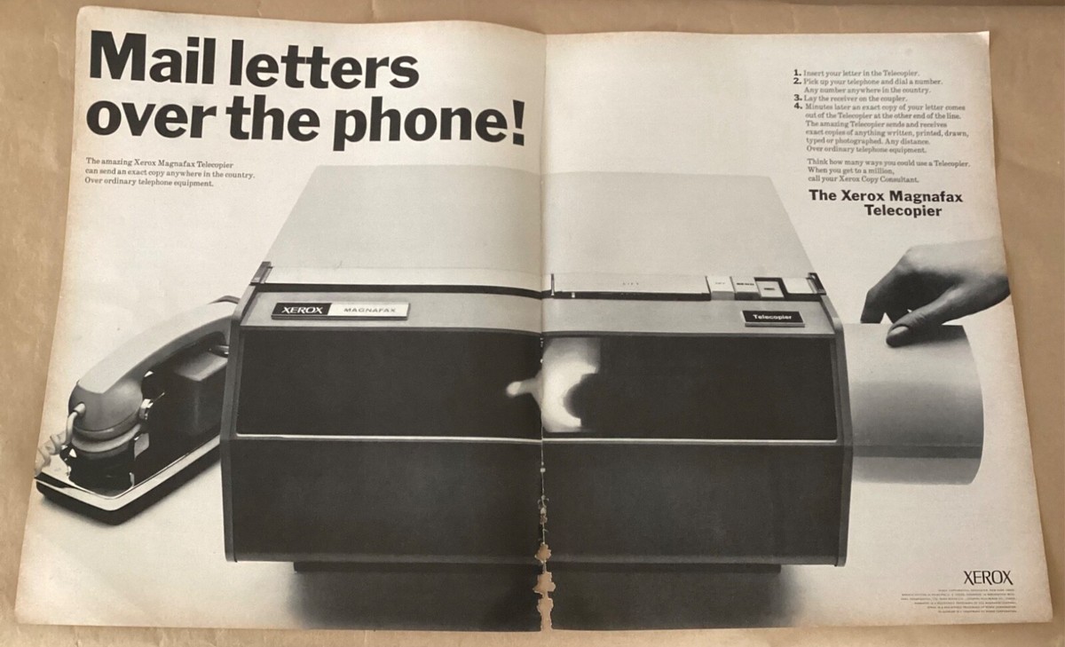 Xerox Magnafax Telecopier print ad 1966 orig vintage 60s office