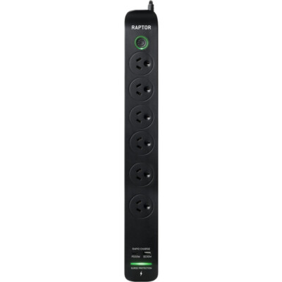 JACKSON RAP6 Raptor 6 Way Surge Protected Powerboard 30W Pd USB-C 30W ...