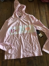 Pink Cloud Long Sleeve Hoodie BEBE SPORT hooded Thumb hole Shirt NWT Msrp 89 S