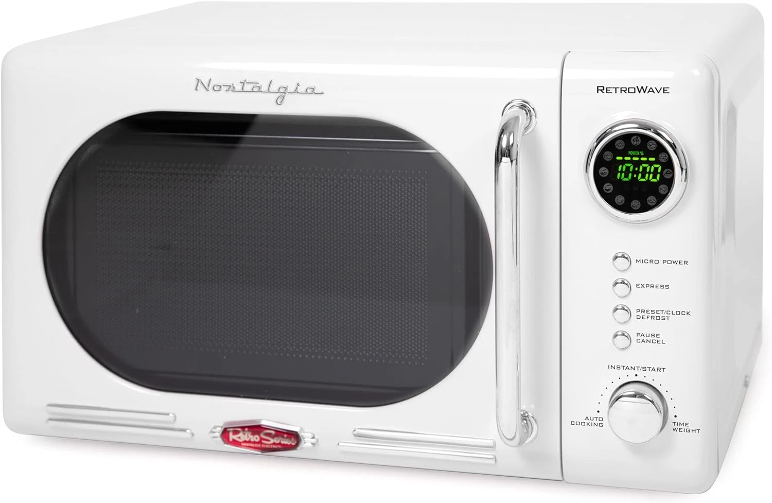 Retro Compact Microwave Oven - 0.7 Cu. Ft. - 700W - LED Display - White