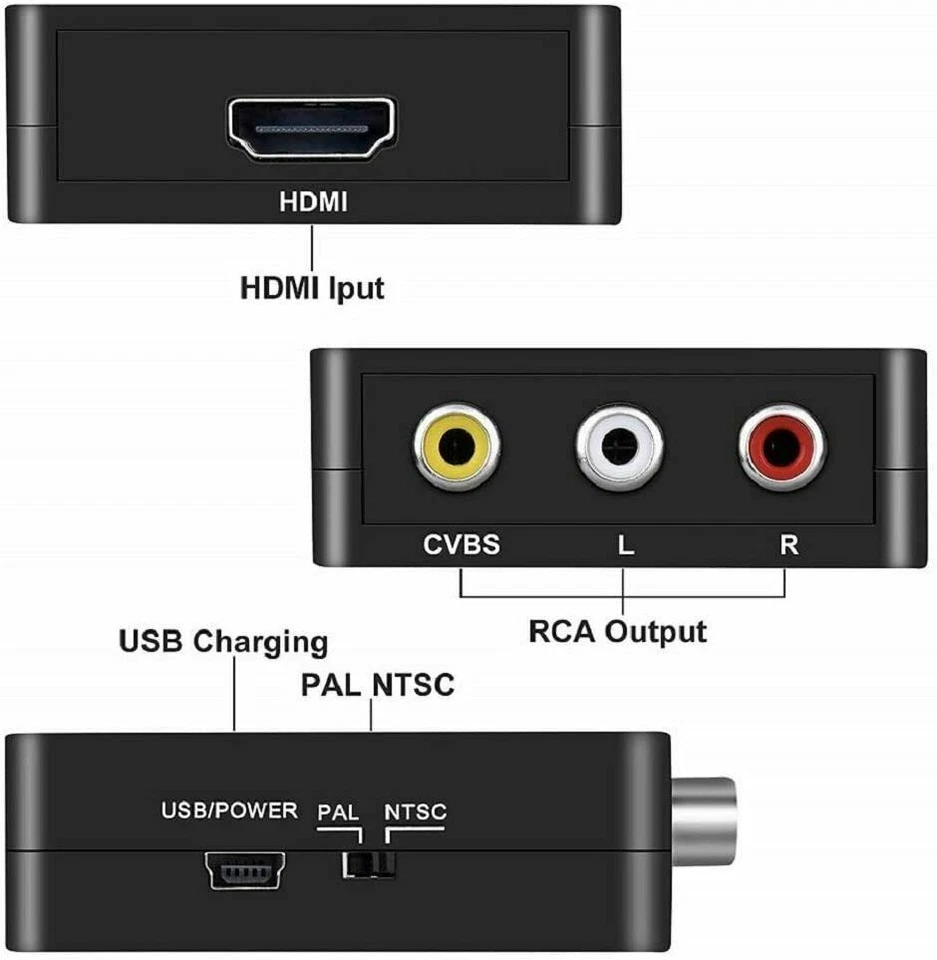 Mini Adaptateur Convertisseur HDMI vers RCA AV/CVSB L/R HD 1080p VG +Cable - Photo 3/4