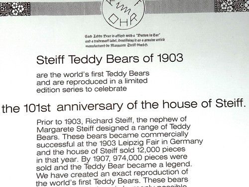 Steiff Mama & Baby Bear Set 101st Anniversary Ltd Edt 4851/ 8,000 1981 COA NIB - Picture 16 of 18