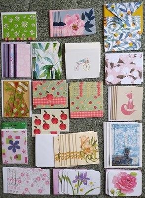 64 Blank Note Cards Vtg HALLMARK Postalettes FLORAL MOA Great Variety NEW