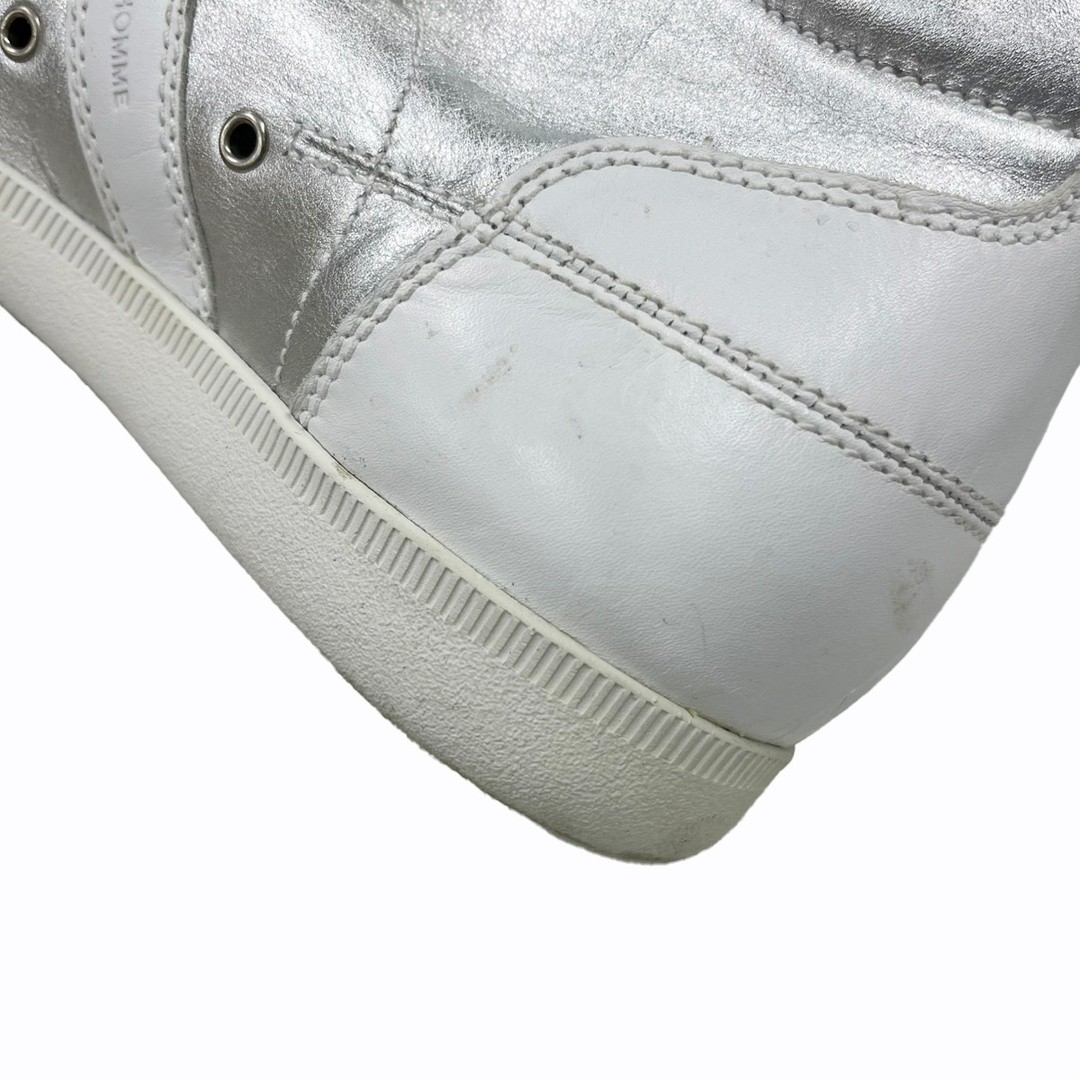 Dior HOMME 09SS High-Cut Leather Sneakers White Silver 39 1 2 Used MESC-0 thumbnail 7