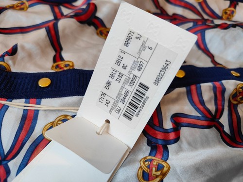 Gucci Silk Cardigan Scarf Heart Logo Ribbon Pattern Rayon Cotton Kids Size 6 - Picture 4 of 10