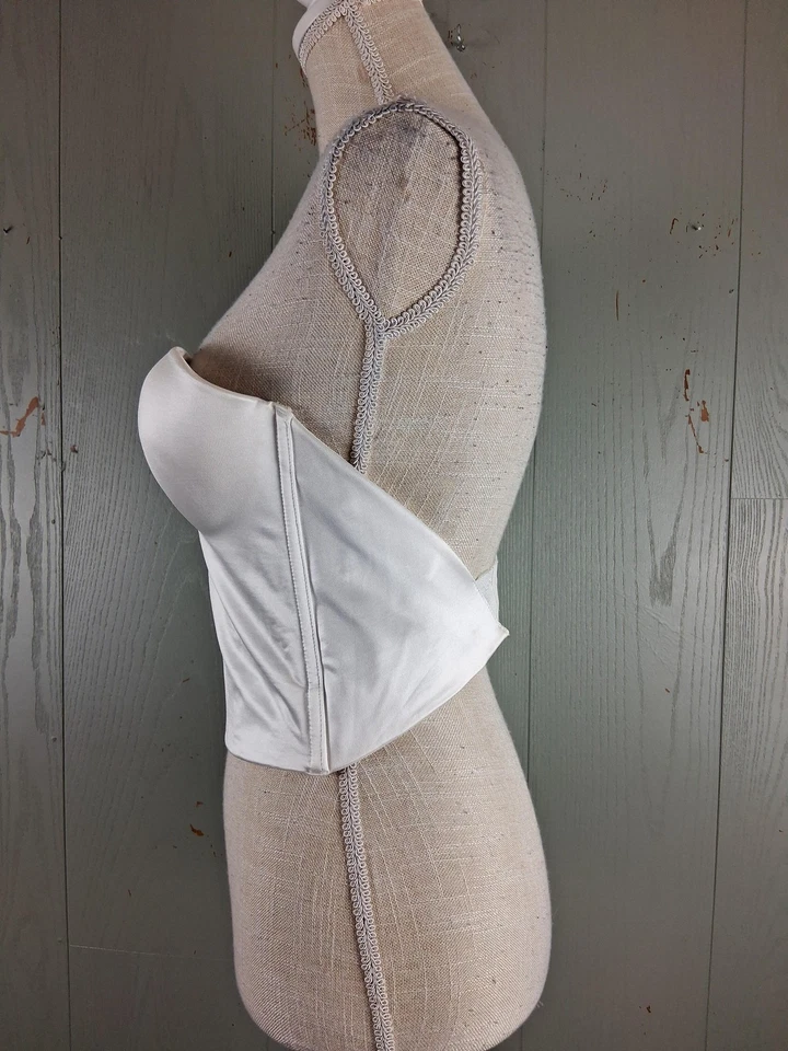 Top de novia Wonderbra Bustier para mujer 34D blanco sin tirantes largo satinado con aros Foto 2 de 4