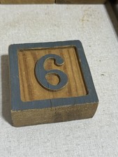 Vtg.Distressed Wooden Large 3.5  Number 6 Block Personalized  6  Blue