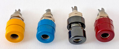 HIRSCHMANN Bananenstecker, Buchsen, Klemmspitzen, rot blau schwarz grün gelb