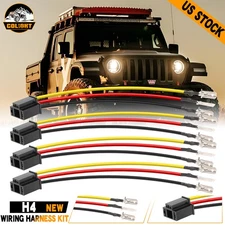 4x H4 9003 HB2 Wire Harness 4x6'' 5x7'' 7x6'' Headlight Connector Adapter Socket