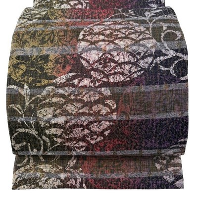 Japanese Kimono Fukuro obi excellent item round pattern arabesque gold thread