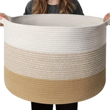 WILLITAT Extra Large Blanket Basket - Living Room Blanket Storage, Decorative